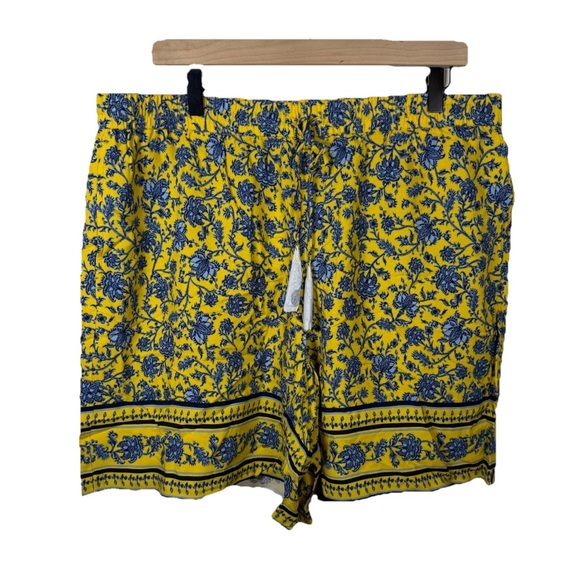 J. Jill Pants - SOLD — NWT J.Jill Floral Rayon Pull On Shorts Women XL Yellow Blue Boho Flowy